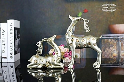 Romantic Standing and Seated deer loving deer Couple statues, resin Tabletop Sculpture,Figurine,figurative sculptures,11.4 inches & 7.48 inches, wonderful for wedding gift ,Valentine's Day gift,Family decoration, Housewarming gift,Gardens, Gifting, and Creating