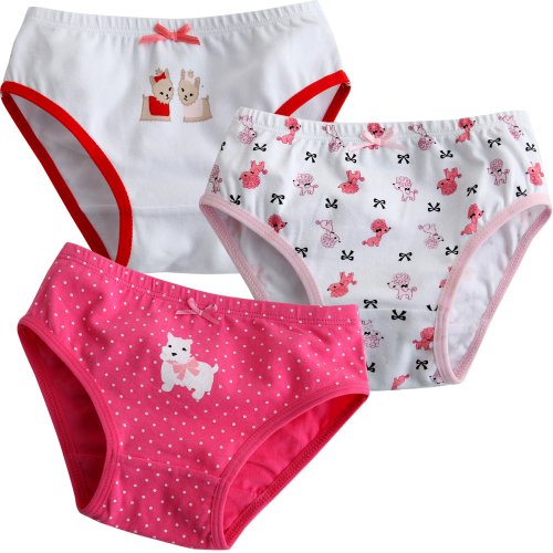 Vaenait Baby Toddler Kids Girls Briefs 3-Pack Underwear Set Puppy Pink M (4-5Y)