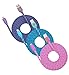 Qable Powerz Hi-Speed Braided Flat Noodle Lightning USB Sync Cable Charger Cord - Purple/Blue/Pink