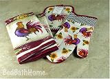 Kitchen & Housewares : Good Morning Rooster Kitchen Towel Set includes TWO Towels, One Pot Holder and One Oven Mitt