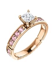 18K Rose Gold Princess Cut White and Pink Diamond Ring -- LIFETIME WARRANTY