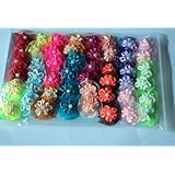48 Dog Grooming Hair Bows - Topknots Round design with many layers of Flower and Jewel in the center for small breed less than 8 LBS- A total of 12 designs/colors available with 4 designs each in the pack-Cute!!!