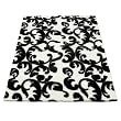 Black & White Flourish Abstract | Faux Fur Rug | 5 foot X 7 foot
