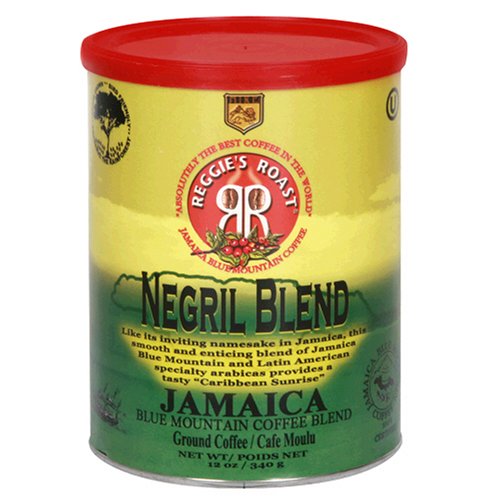 Reggies Roast Jamaica Blue Mountain Negril Blend Ground Coffee, 12-Ounce Cans (Pack of 3)