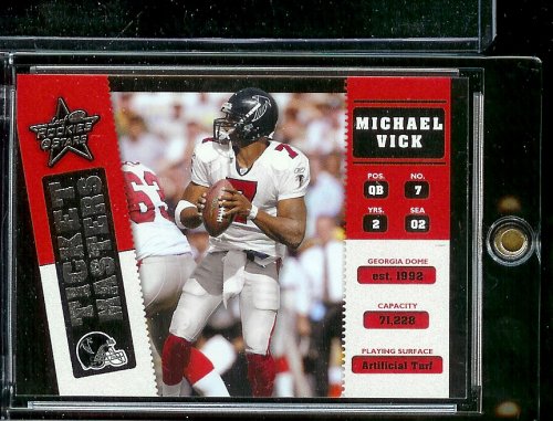 2002 Leaf Rookies & Stars Michael Vick Ticket Masters Atlanta Falcons Football Card - Mint Condition - Shipped In Protective Display Case