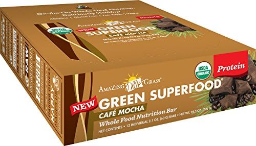 Amazing Grass Whole Food Nutrition Bar, Café Mocha - Protein, Box of 12 bars, 2.1 Ounce (Pack of 12)