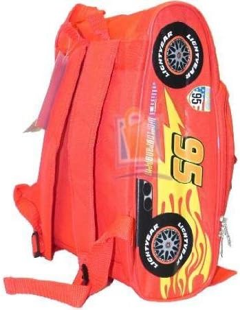 July 4th Combo - Disney Cars New Arrival Lightning McQueen Cars Shaped Toddler Backpack and Bonus Cars 3 Pieces Dining Set, Backpack Size 12"