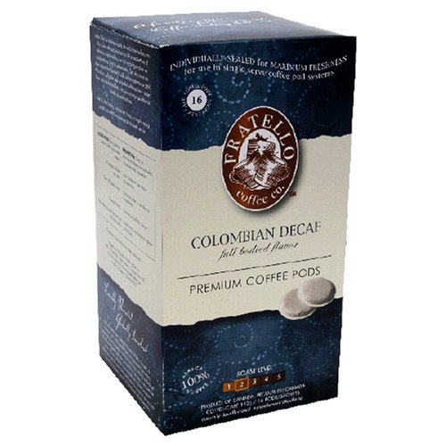 Fratello Coffee Company Colombian Natural Decaffeinated, 18-Count Pods (Pack of 6)