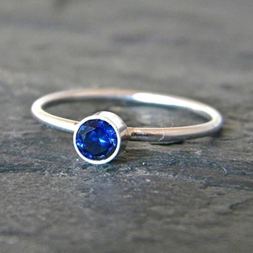 Mother's Birthstone Ring, Sterling Silver Stacking Ring, Simulated Your Choice of Stone