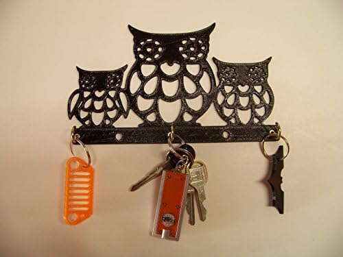 Owl Trio Keyring Holder Wall Mount Hooks Storage Key Rack Hang Keys Leashes