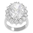 Silvertone Oval-cut Cubic Zirconia Ring (Sizes 5 - 9 available)