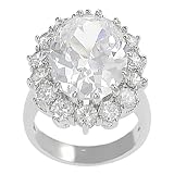 Tressa Silvertone Oval-cut Cubic Zirconia Ring (Sizes 5 - 9 available)