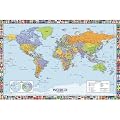 MAP OF THE WORLD WITH FLAGS IND HUGE LAMINATED / ENCAPSULATED POSTER Measures 36 X 24 Inches (91.5 X 61 CM)