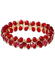 Napier "On The Move" Gold-Tone and Red Faceted Bracelet, 2.53"
