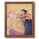 African American Black Flowers And Girl # 2 Contemporary Picture Oak Framed Art Print