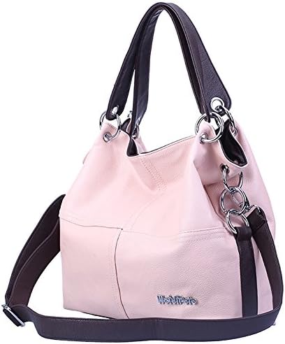 Weidipoio Women big Handbag Special Offer PU Leather Grafting Vintage Shoulder Crossbody Bags-Pink