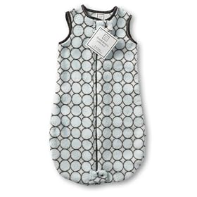 SwaddleDesigns zzZipMe Sack - Pastel Blue with Brown Mod Circles, 3-6 Months