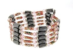 Magnetic Wrap Necklace/Bracelet - Pink Cloisonne Beads 36 Inch in Length