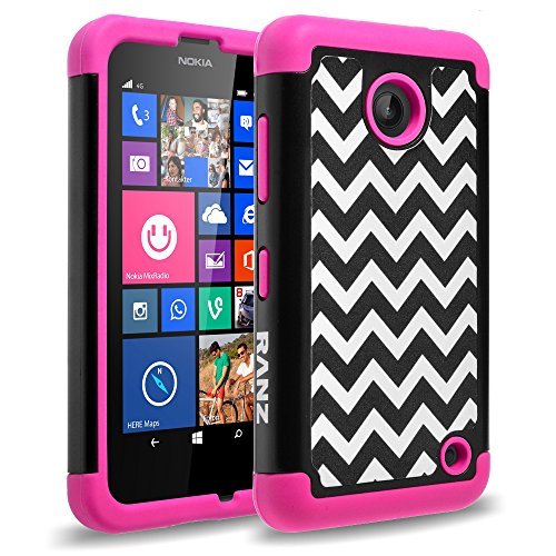 Nokia lumia 635, Nokia lumia 630 Case, RANZ Wave Pattern Print Desgin Impact Dual Layer Shockproof Bumper Hard Case Cover For Nokia Lumia 635 / 630 (Pink)