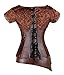 Charmian Women's Spiral Steel Boned Goth Retro Overbust Steampunk Bustier Corset Brown Small