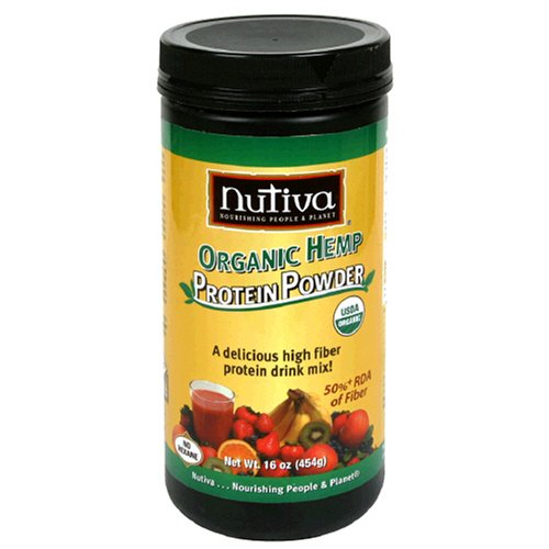 Nutiva Organic Hemp Protein Powder + Fiber, 16-Ounce Jars (Pack of 2)
