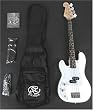 SX BG1K 3/4 LH WT White Left Handed Bass Guitar Package w/BA1565 AMP and Instructional DVD