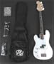 SX BG1K 3/4 LH WT White Left Handed Bass Guitar Package w/BA1565 AMP and Instructional DVD