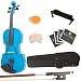 Mendini 1/2 MV-Blue Solid Wood Blue Violin + Hard Case, Shoulder Rest, Bow, Rosin and Extra Strings