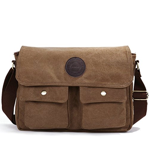 Eshow Men's Retro Canvas Crossbody Messenger Bag, Brown