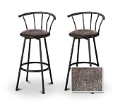 Set of 2 Metal Swivel Barstools (24" Black Metal) (Cheetah Print)
