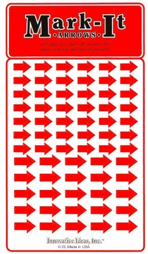 Removable Mark-it brand arrows for maps, reports or projects, two sizes per sheet - red
