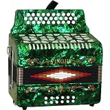 Full Size 3 Row Accordion - Green with Free Hardshell Carrying Case