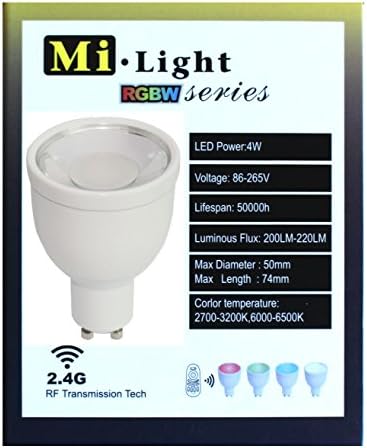 Mi-Light Expansion Bulb: GU10 LED 4W 1.6 Million Colour Warm White Bulb for Mi-Light Dimmable Wi-Fi, 2.4Ghz RF Remote, Android and iPhone Control System [Energy Class A]