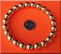 Gold Coated Neodymium Magnetic Jewelry Bracelet Formed by 24 Pieces of 3/8" Diameter Sphere - MAGNETIC THERAPY FOR PAIN RELIEF