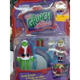 Dr. Seuss How the Grinch Stole Christmas Action Figure Set: Santa Grinch and Cindy Lou Who... by 