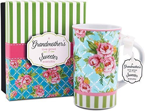 Jessie Steele 49028 You &amp; Me 4-3/4-Inch Blue Cottage Rose Mug, Grandmother, 12-Ounce