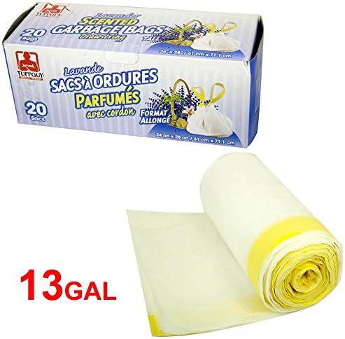 Tuffguy Scented 13gallon Drawstring Kitchen Garbage Bags 18" X 21" Flavor Trash Bags , 20 Pcs (white)