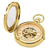 Charles Hubert 3848 Gold-Plated Mechanical Picture Frame Pocket Watch