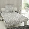 2 Teilige Et�rea Premium Baumwolle Bettw�sche April Silber Schwarz Weiss Blumen Traum Bettbezug 135x200 cm, 1 x Kissenbezug 80x80 cm