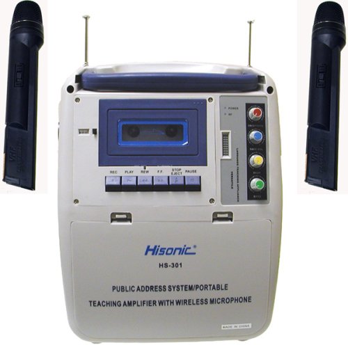 Hisonic 35 Watts Rechargeable & Portable PA System with Dual Wireless Microphones, HS301