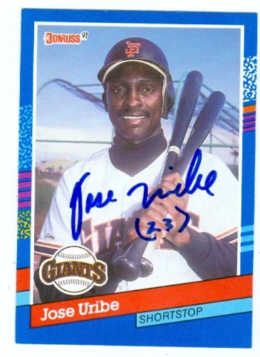 Jose Uribe Autographed/Hand Signed card San Francisco Giants 1991 Donruss Baseball card