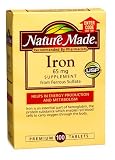 Nature Made Iron from Ferrous Sulfate Supplement Tablets, 65 mg, 100-Count Boxes (Pack of 6)