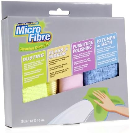 SUPER ABSORBENT MICROFIBER HOUSEHOLD CLEANING CLOTH 4pc SET DUST GLASS FURNITURE Brand New