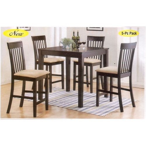 Kitchen: All new item 5 pc espresso finish wood counter height small dining table set