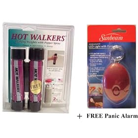 Jogging, Walking and Running Hot Walkers Exercise Weights with Self Defense Spray and Free Bonus Panic Alarm