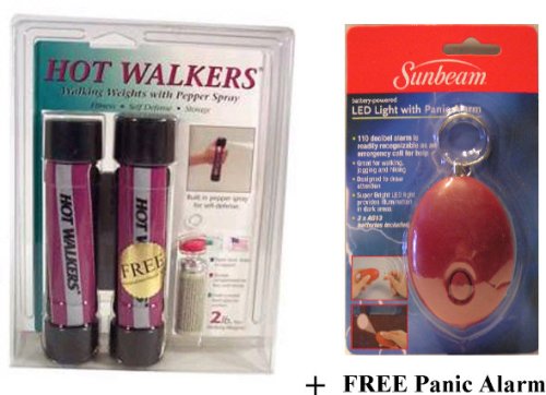 Jogging, Walking and Running Hot Walkers Exercise Weights with Self Defense Spray and Free Bonus Panic Alarm