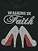 Women's Walking in Faith Rhinestone Bling V-Neck T-Shirts Black