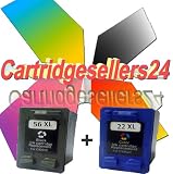 Produkt-Bild: Cartridgesellers24&reg; 2er Set HP Druckerpatronen (Refill) 1 x HP 56 XL Black 25ml (C6656AE) + 1 x HP 22 XL Color (C9352) f&uuml;r Hewlett Packard Passend u.a. f&uuml;r diese Modelle: Officejet: 5600 / 5605 / 5608 / 5609 / 5610 / 5610V / 5610XI / 5615