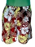 Herren Bermudas, Schwimmhose, Badeshorts, Shorts, kurze Hose ‘Karo + Blumen’, rot, BL20103