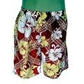 Herren Bermudas, Schwimmhose, Badeshorts, Shorts, kurze Hose 'Karo + Blumen', rot, BL20103